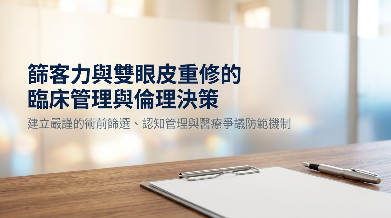 篩客力與雙眼皮重修的臨床管理與倫理決策：建立嚴謹的術前篩選、認知管理與醫療爭議防範機制