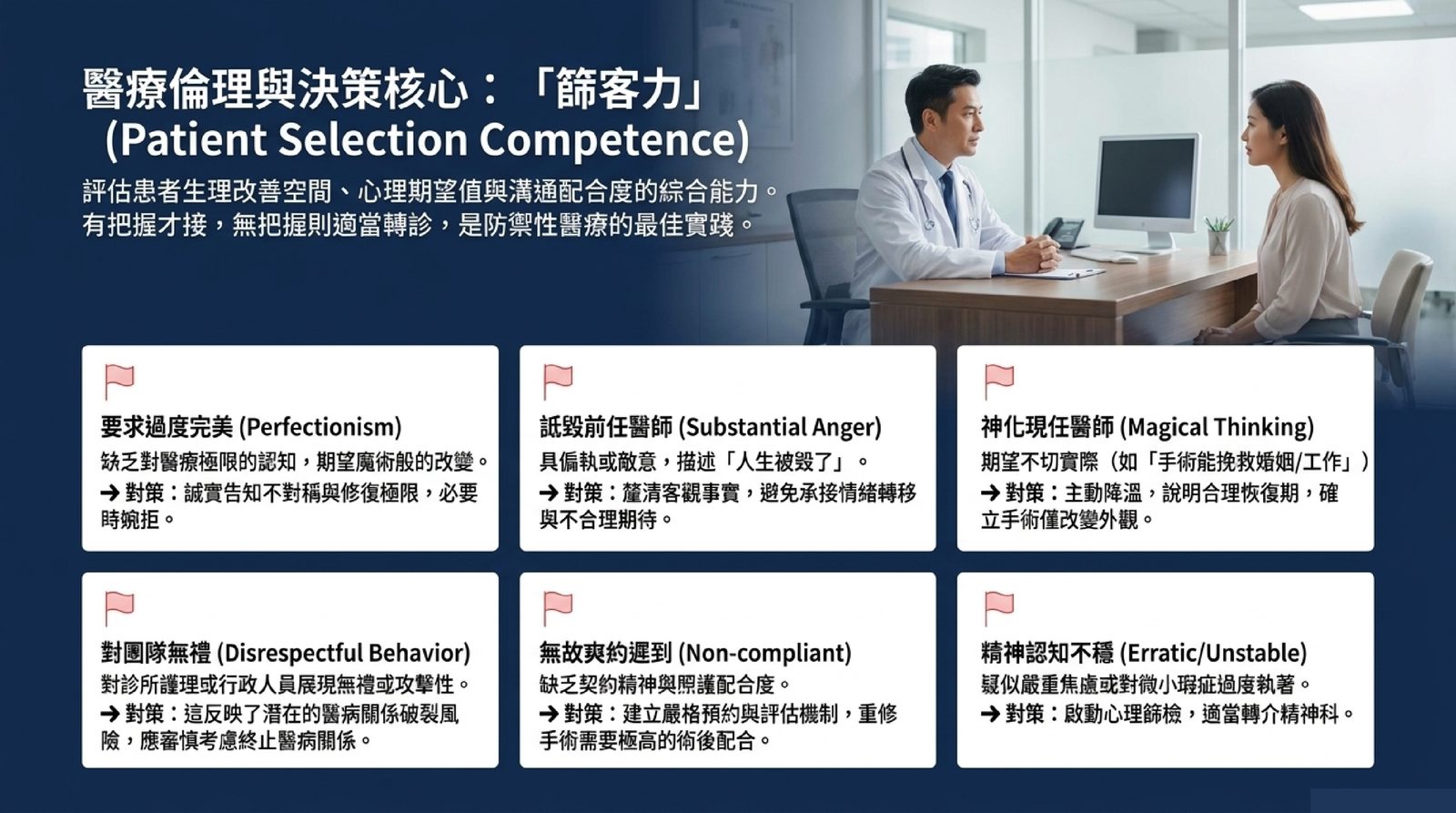 篩客力 Patient Selection Competence：六大高風險患者紅旗特徵與管理對策