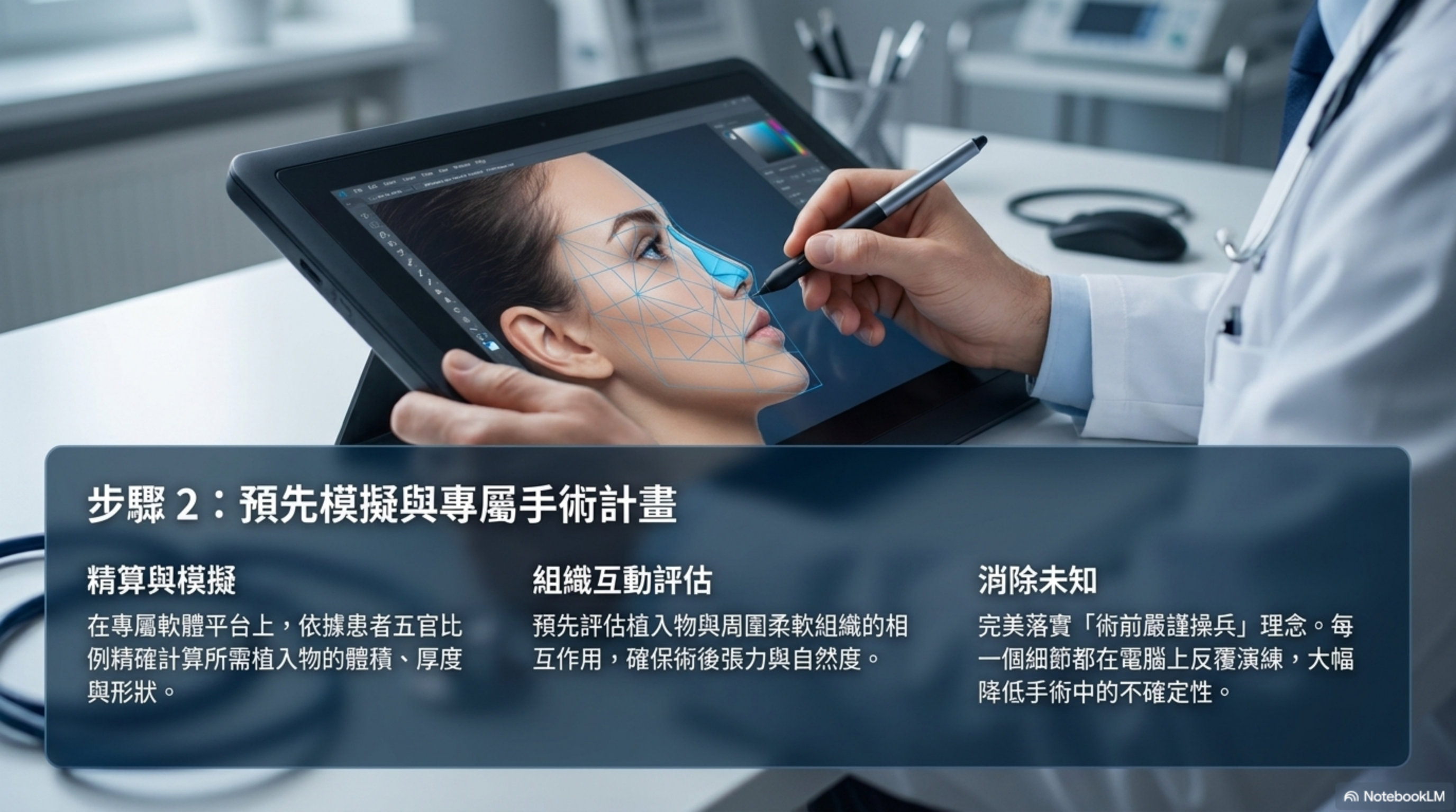 步驟二：預先模擬與專屬手術計畫，將美學共識轉化為精確的幾何參數