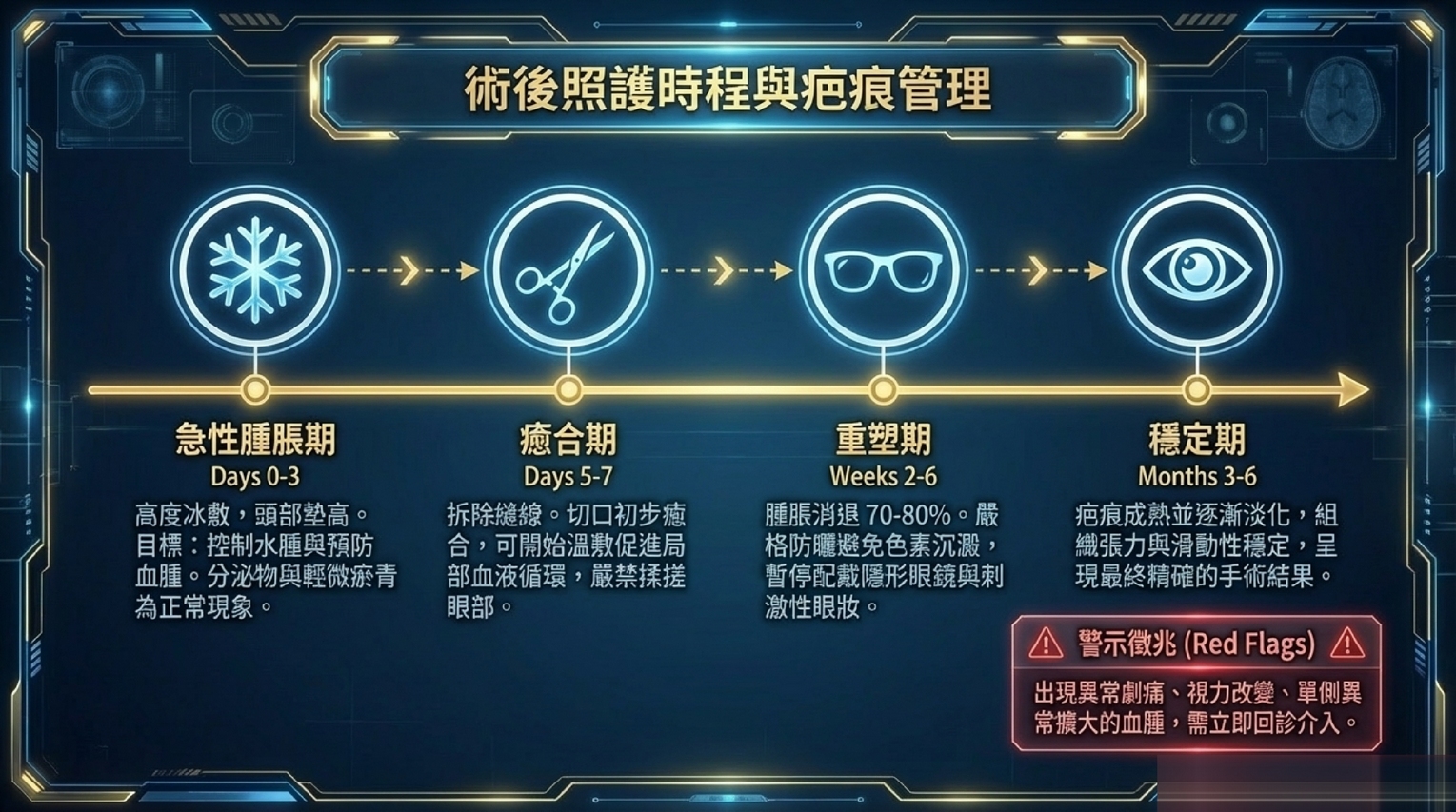 雙眼皮重修術後照護四階段時程