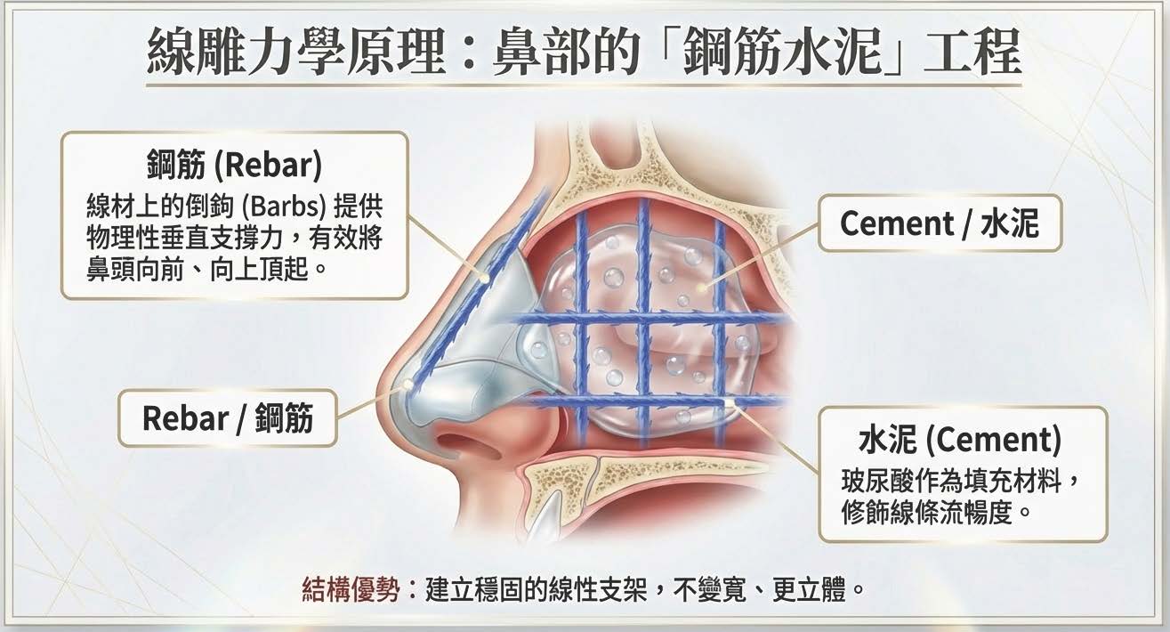 線雕力學原理：鼻部的鋼筋水泥工程