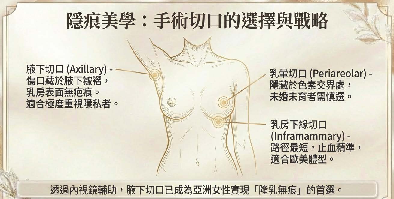 手術切口選擇:腋下、乳下緣、乳暈解析